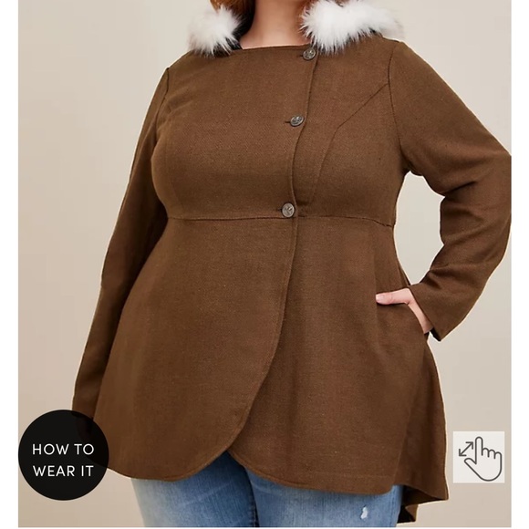 torrid Jackets & Blazers - Torrid Outlander Brianna riding coat fur hood 1X